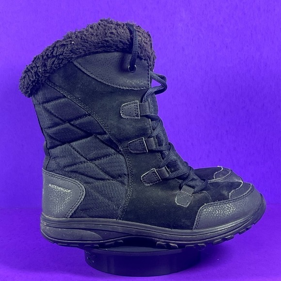 Columbia Women's Black Suede Waterproof Snow Boots Shoe Size 7.5 - Picture 1 of 8